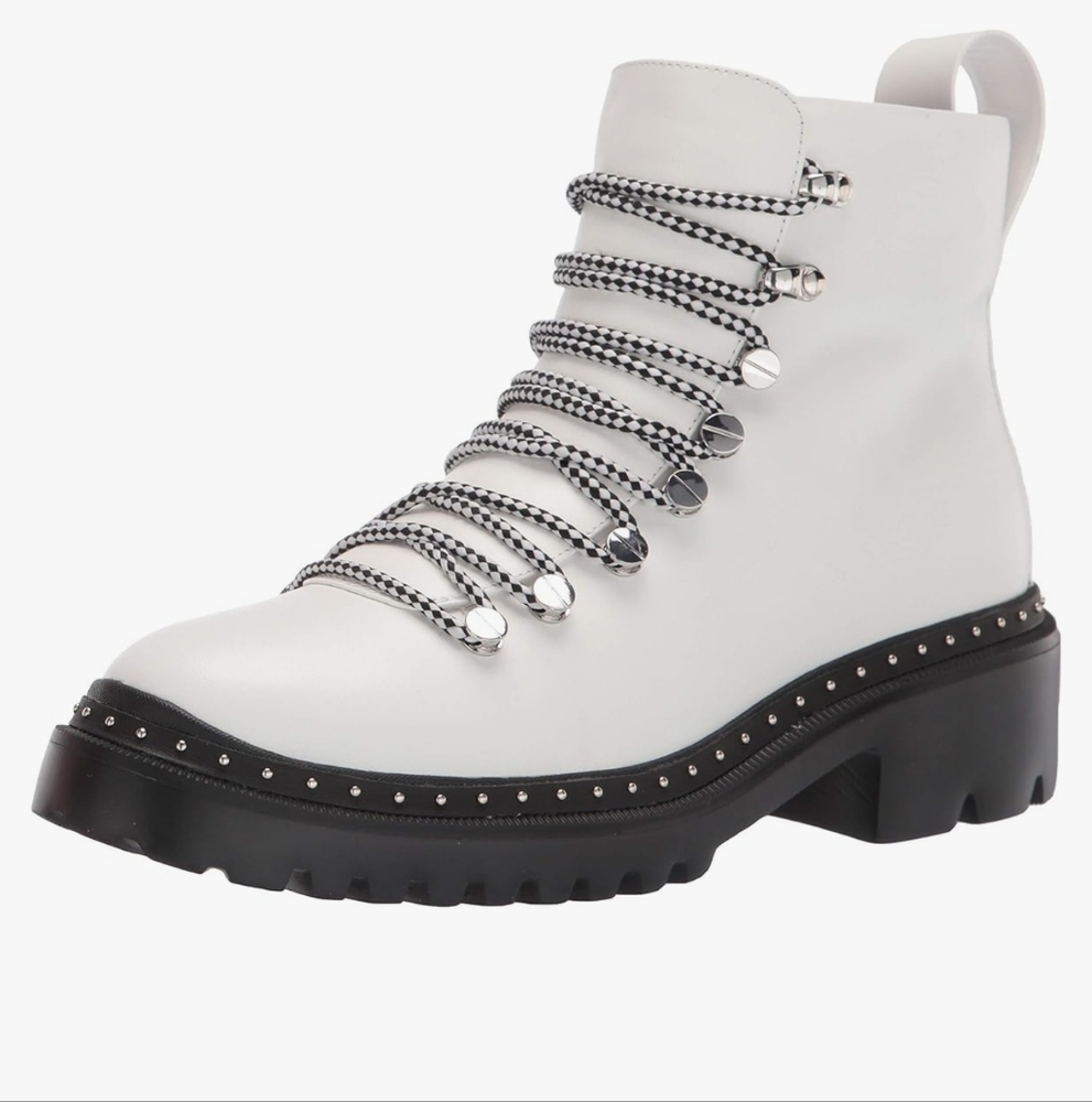 Blondo Chrissy white lace up Lug boots ankle Booties Doc Martin Style Sz 10M